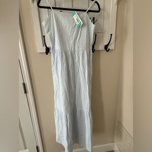 Chic Light Blue Striped Maxi Dress